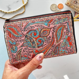 Mini Handmade Coin Purse, Handmade Boho Fabric Pouch, Cute Coin Purse, Fabric Zipper Pouch, Small Makeup Travel Bag Coin Purse Gift Wallet