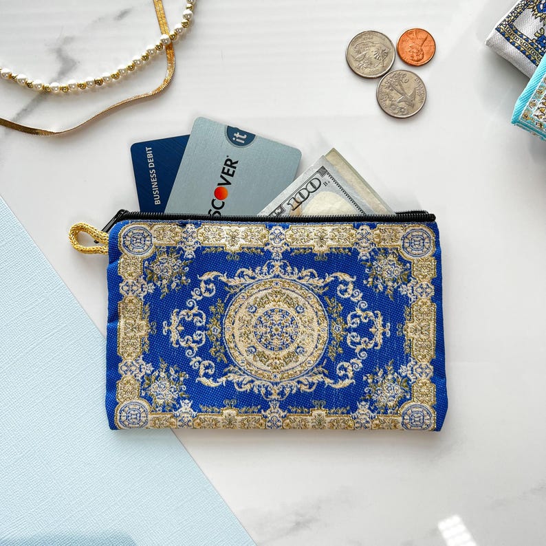 Handmade Boho Fabric Coin Purse: Small Zipper Pouch, Travel Makeup Bag image 14
