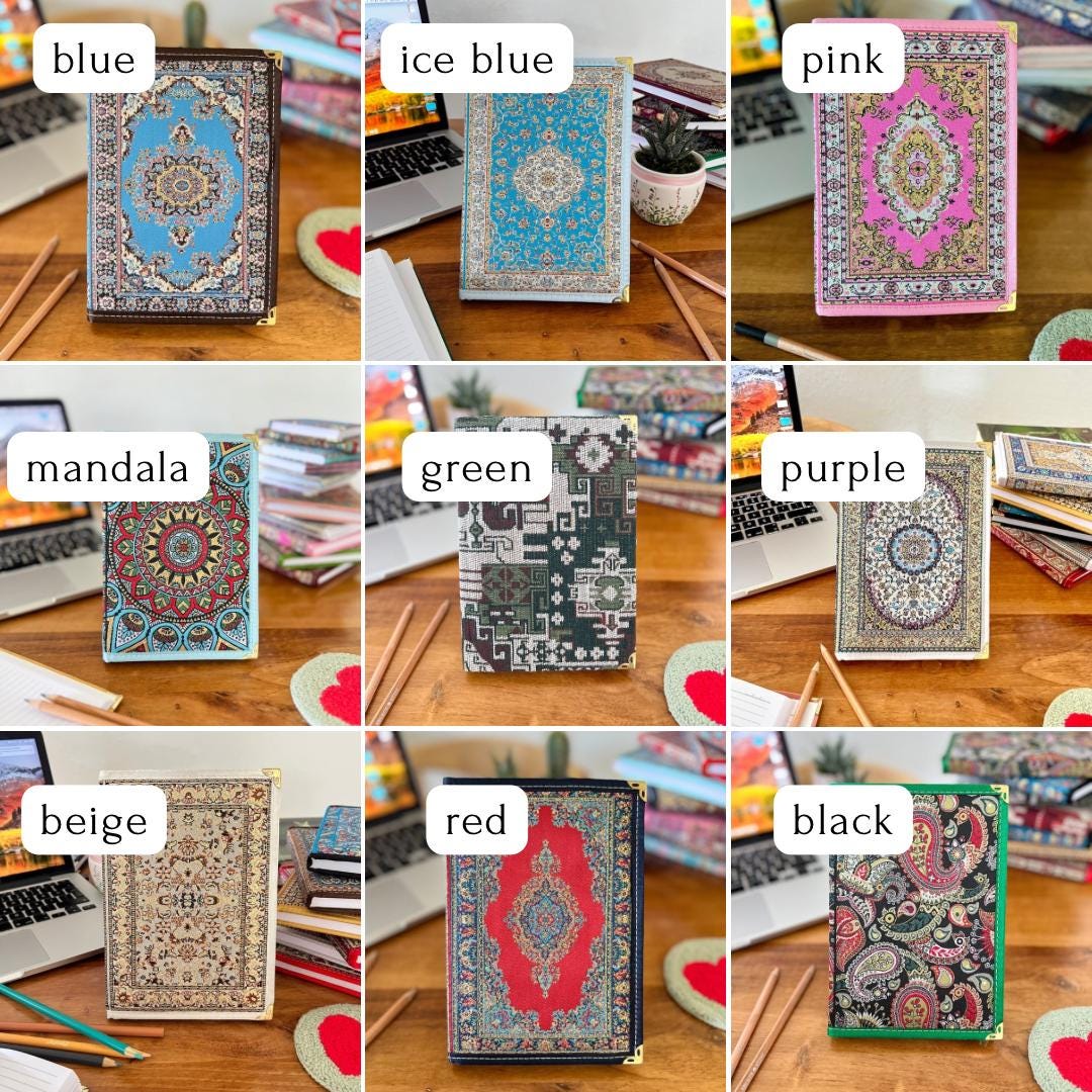 Handmade Lined Journal: Turkish Carpet Pattern, Boho Notebook, Large ...