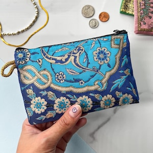 Handmade Coin Purse: Fabric Zipper Pouch, Small Travel Bag, Bohemian Style Pouch