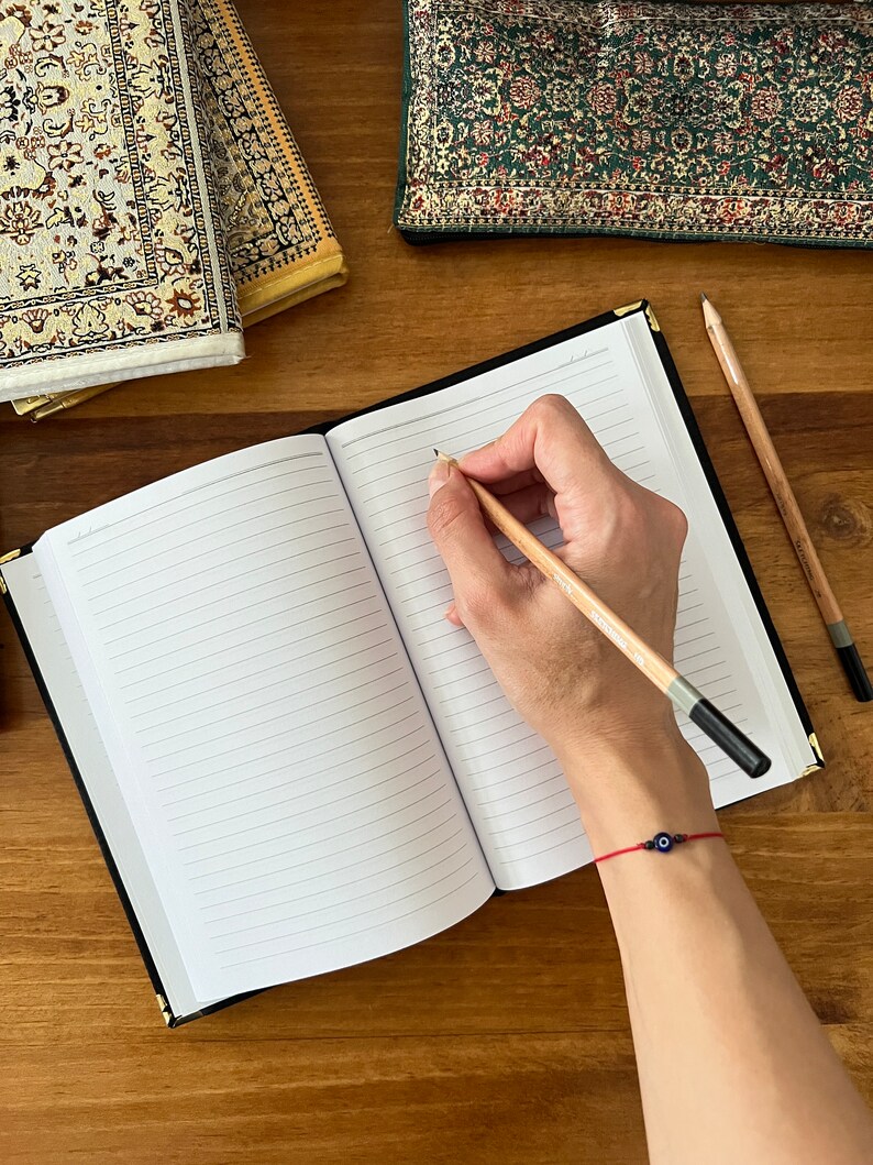 Handmade Fabric Journal: Turkish Carpet Pattern Boho Notebook image 6