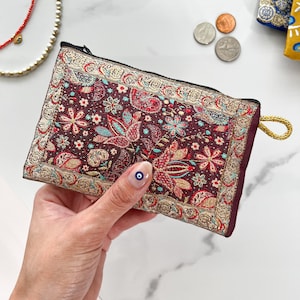 Mini Fabric Coin Purse, Handmade Boho Fabric Pouch, Cute Coin Purse, Fabric Zipper Pouch, Fabric Coin Purse, Christmas Gift for Women