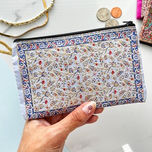 Mini monedero hecho a mano, bolsa de tela boho hecha a mano, monedero lindo, bolsa con cremallera de tela, bolso de viaje de maquillaje pequeño monedero de regalo Beis