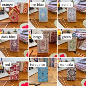 Handmade Pocket Journal: Boho Notebook, Small Notebook, Handmade Notebook, Small Notebook, Travel Size Notebook, Rug Design Notebook image 4