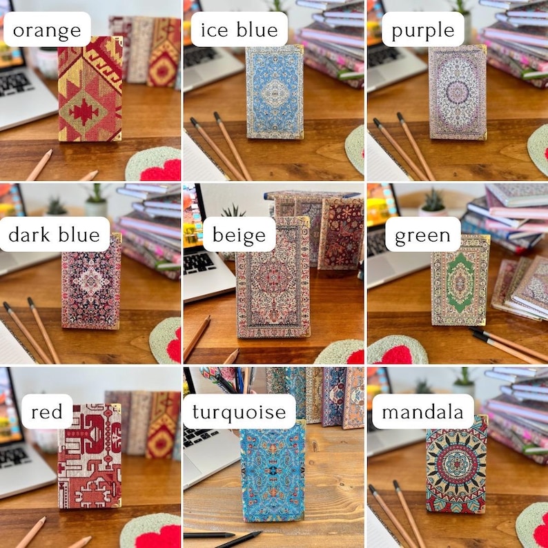 Handmade Pocket Journal: Boho Notebook, Small Notebook, Handmade Notebook, Small Notebook, Travel Size Notebook, Rug Design Notebook image 4