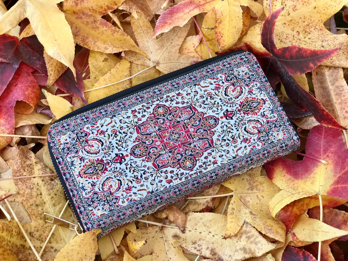 Zip Around Wallet Boho Wallet Made With Carpet Patterns Etsy