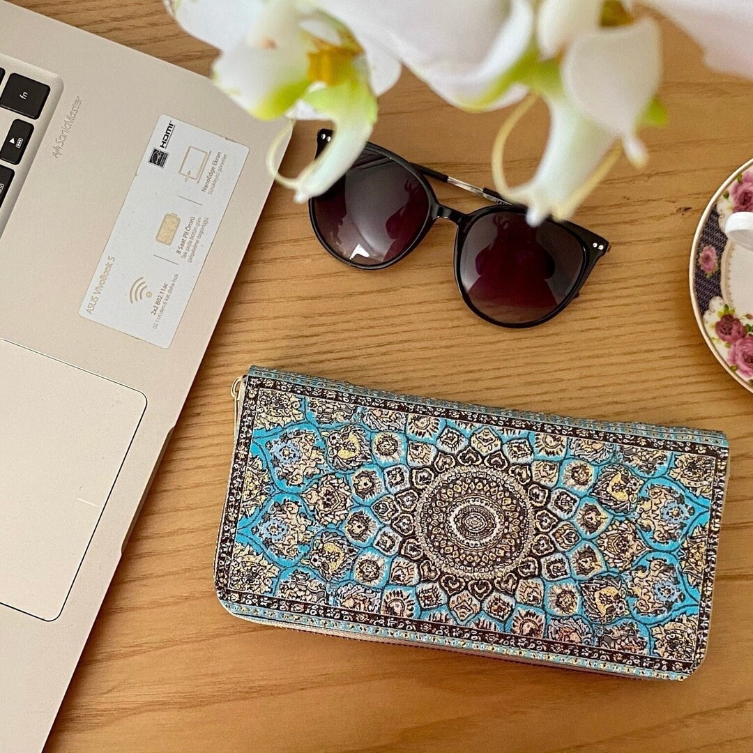 Zip Around Wallet, Boho Wallet Made With Carpet Patterns, Women's Handmade Wallet, Wallet Women