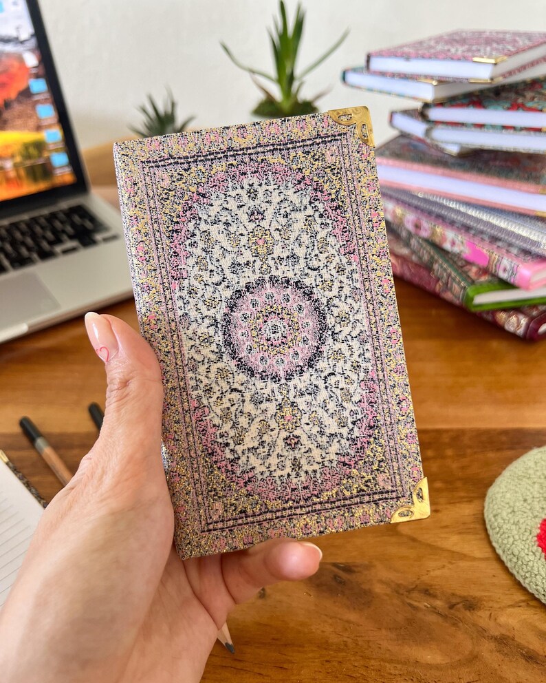 Handmade Pocket Journal: Boho Notebook, Small Notebook, Handmade Notebook, Small Notebook, Travel Size Notebook, Rug Design Notebook image 14