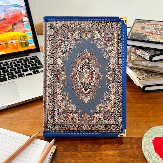 Handmade Fabric Journal: Turkish Carpet Pattern Boho Notebook