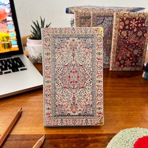 Handmade Pocket Journal: Boho Notebook, Small Notebook, Handmade Notebook, Small Notebook, Travel Size Notebook, Rug Design Notebook Beige
