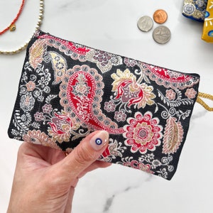 Mini monedero hecho a mano, bolsa de tela bohemia hecha a mano, lindo monedero, bolsa de tela con cremallera, pequeño bolso de viaje para maquillaje, monedero, billetera de regalo