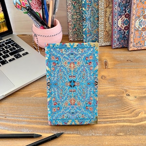 Handmade Pocket Journal: Boho Notebook, Small Notebook, Handmade Notebook, Small Notebook, Travel Size Notebook, Rug Design Notebook Turquoise
