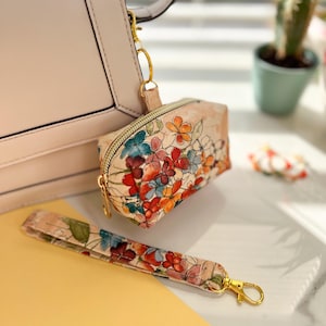 Joli porte-monnaie, petite boîte, pochette à fermeture éclair, pochette porte-clés avec bracelet, pochette faite main, pochette en tissu, porte-monnaie et pochettes