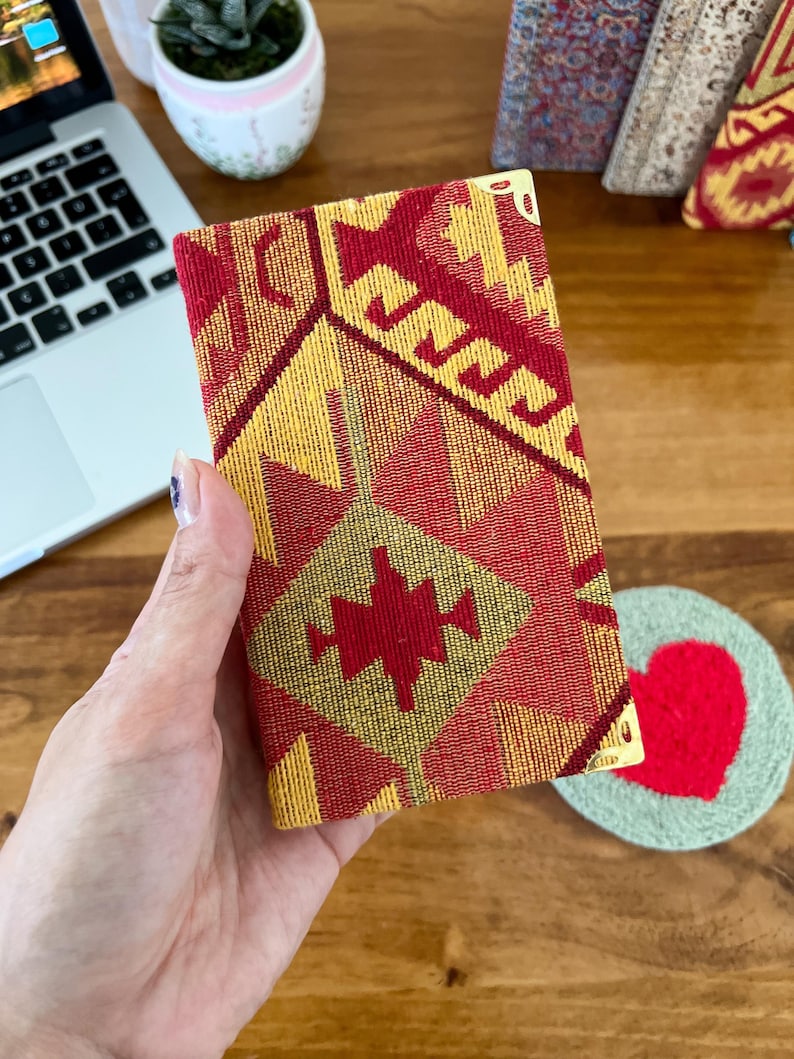 Handmade Pocket Journal: Boho Notebook, Small Notebook, Handmade Notebook, Small Notebook, Travel Size Notebook, Rug Design Notebook image 20