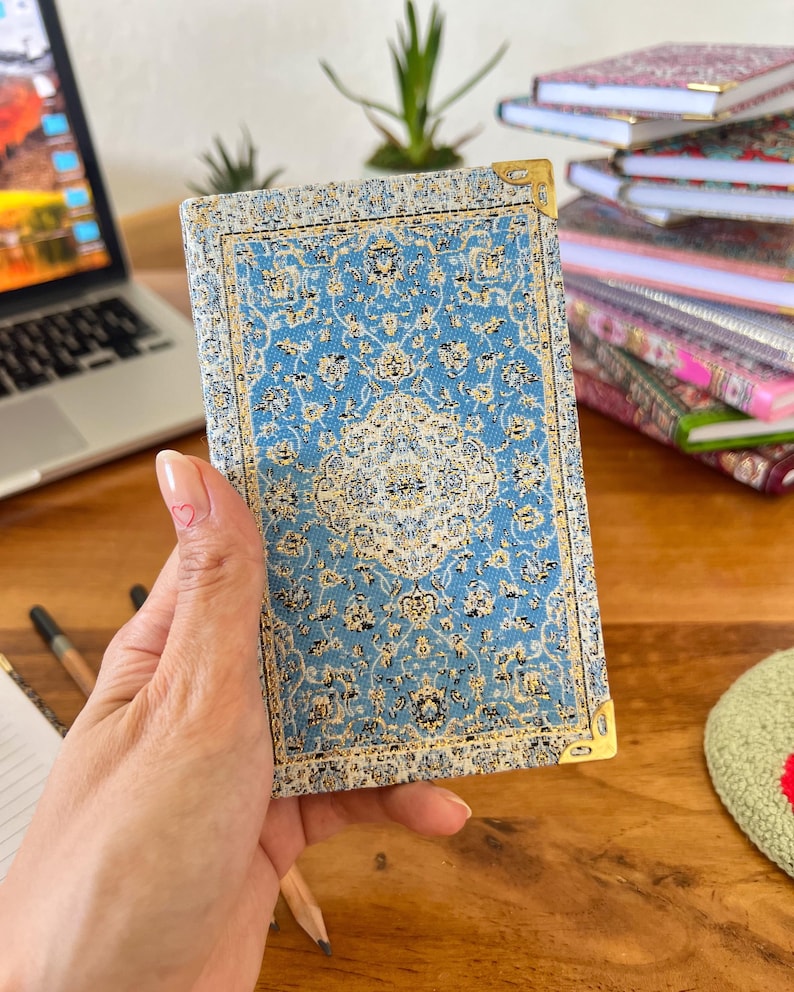 Handmade Pocket Journal: Boho Notebook, Small Notebook, Handmade Notebook, Small Notebook, Travel Size Notebook, Rug Design Notebook image 13