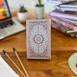 Handmade Pocket Journal: Boho Notebook, Small Notebook, Handmade Notebook, Small Notebook, Travel Size Notebook, Rug Design Notebook Purple