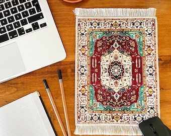 Turkish Rug Design Mouse Pad, Cute Mouse Pad, Gift for Coworker, Teacher Gift, Home Office Desk Accessories, Colleague Gift, New Work Gifts