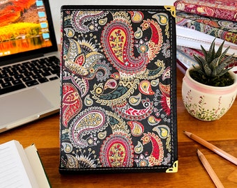 Diario de tela hecho a mano, cuaderno boho, cuaderno grande