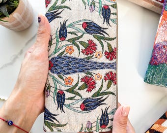 Woven Fabric Boho Wallet: Zip Around Vegan Clutch