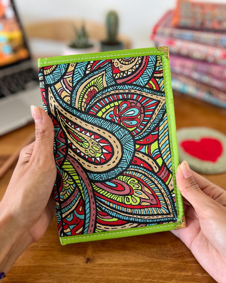 Handmade Fabric Journal: Turkish Carpet Pattern Boho Notebook image 9