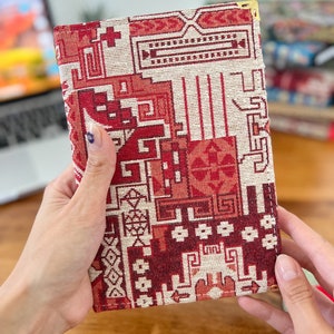 Diario de tela de alfombra turca hecho a mano: cuaderno de líneas boho