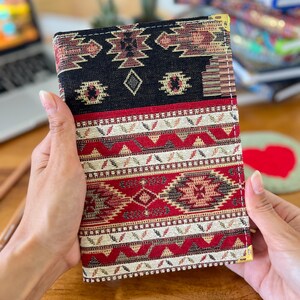 Handmade Fabric Journal: Turkish Carpet Pattern Boho Notebook image 8