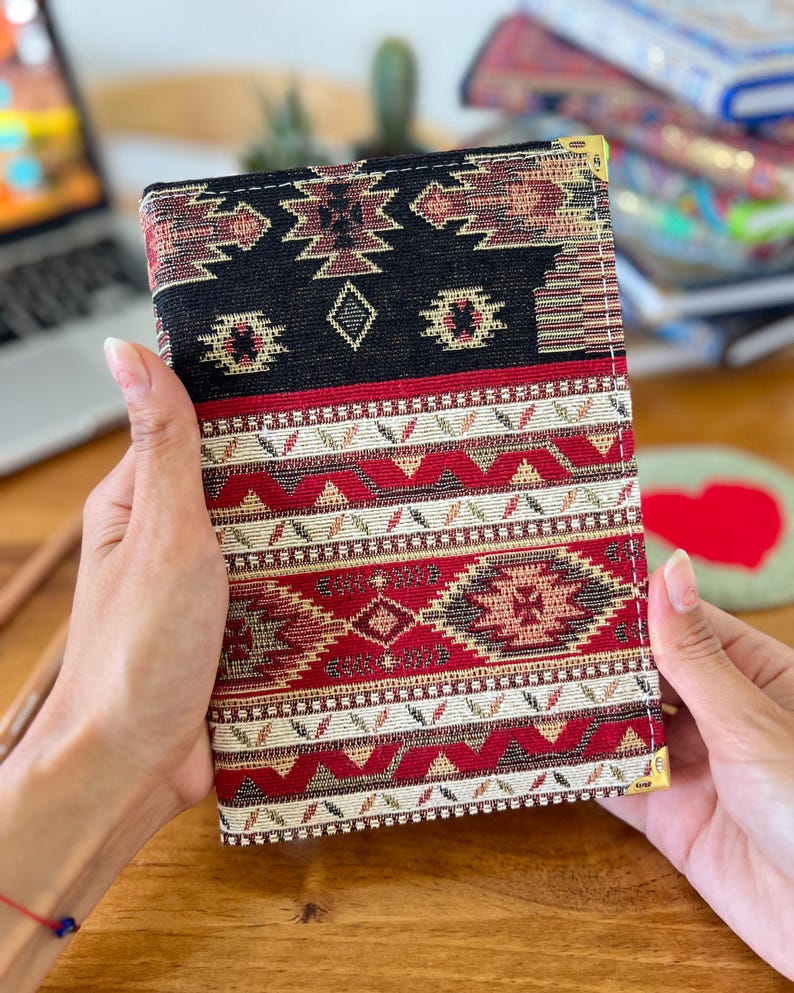 Handmade Fabric Journal: Turkish Carpet Pattern Boho Notebook image 8