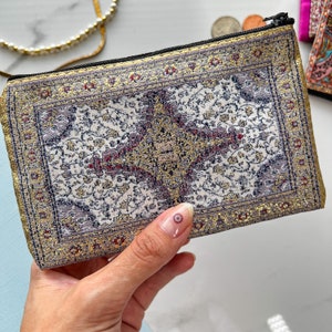 Mini monedero hecho a mano, bolsa de tela boho hecha a mano, monedero lindo, bolsa con cremallera de tela, bolso de viaje de maquillaje pequeño monedero de regalo Morado