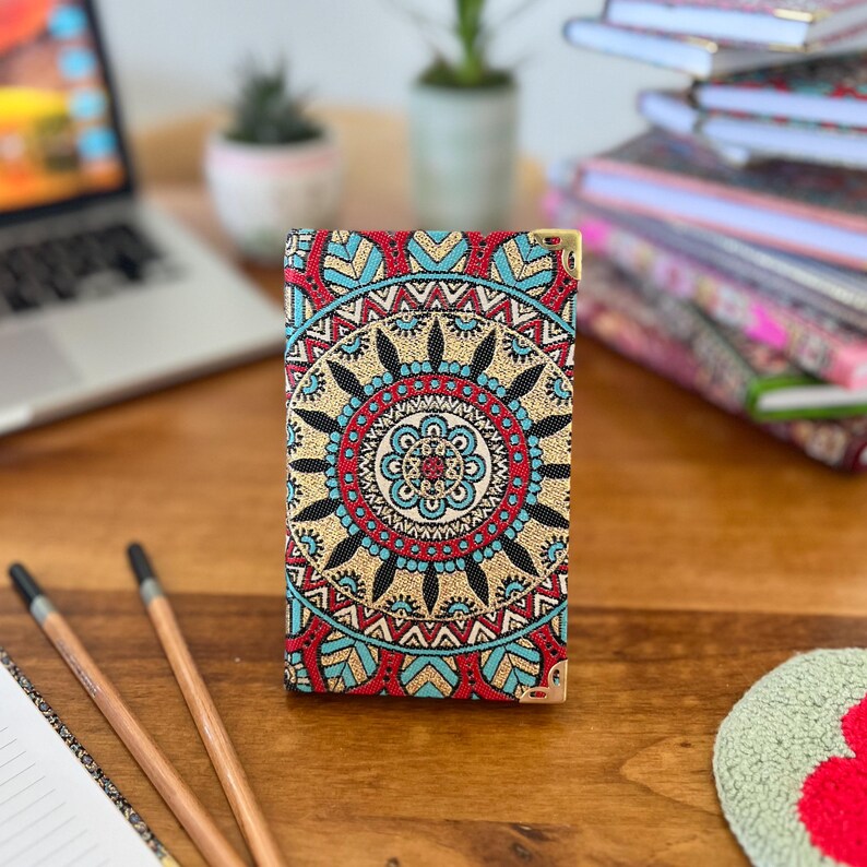 Handmade Pocket Journal: Boho Notebook, Small Notebook, Handmade Notebook, Small Notebook, Travel Size Notebook, Rug Design Notebook Mandala