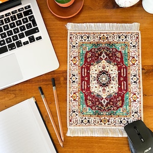 Podkładka pod mysz z tureckim dywanem: dekoracja biurka w stylu vintage (12 x 8 cali)