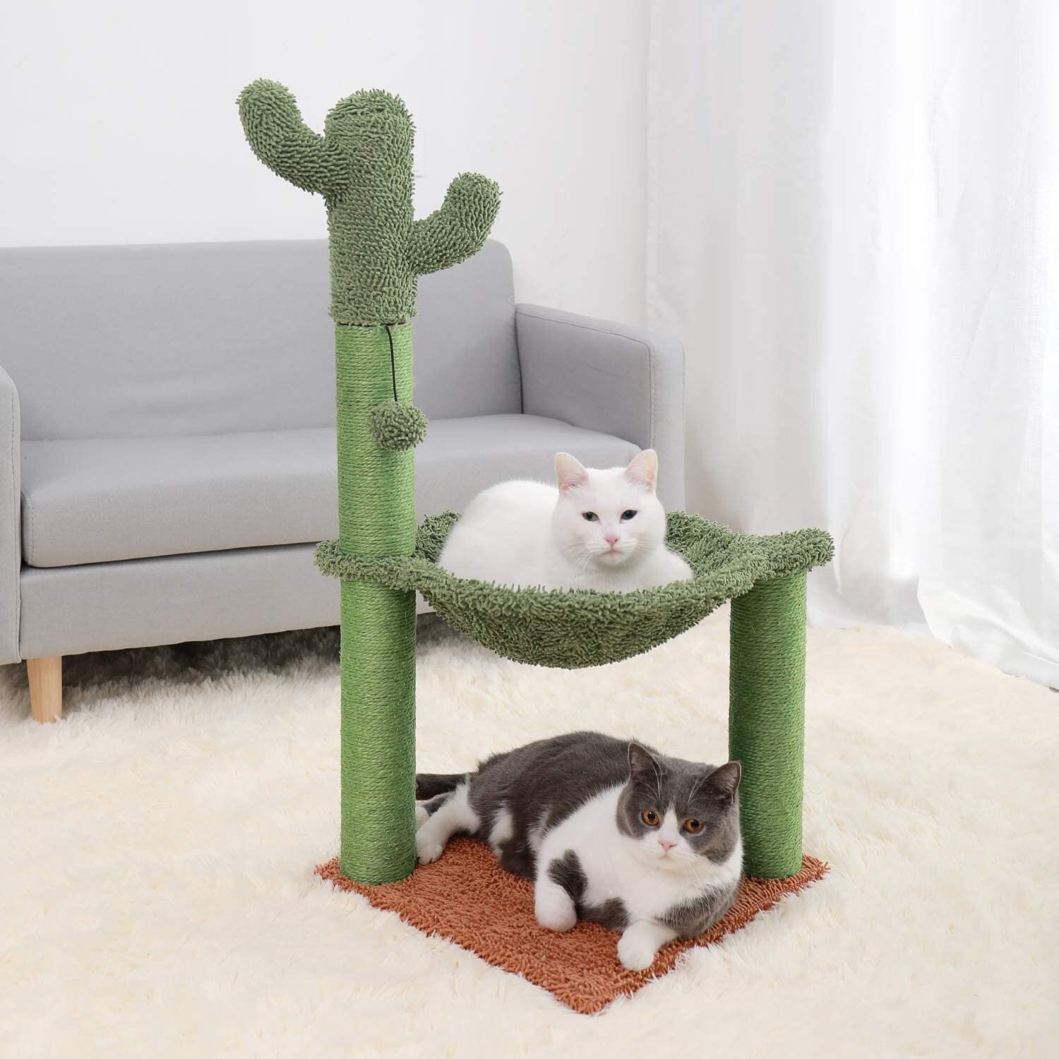 Cactus Cat Tree Tower With Hammock Cat Scratcher Cat Condo Etsy