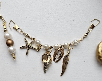 Pearl Sneaker Charms, Boot Chain, Handmade Shoe Bling Trio Set