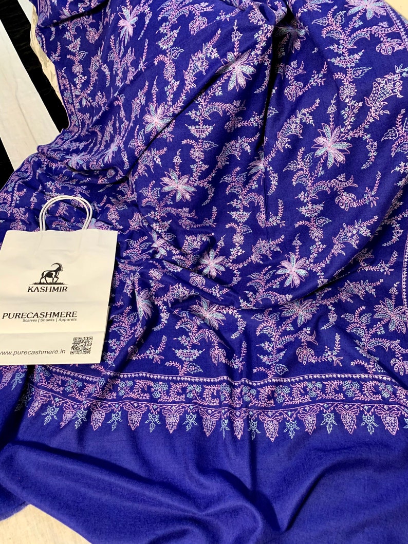 CashmerePashmina Blue Jalidaar Handwoven Pashmina Shawl