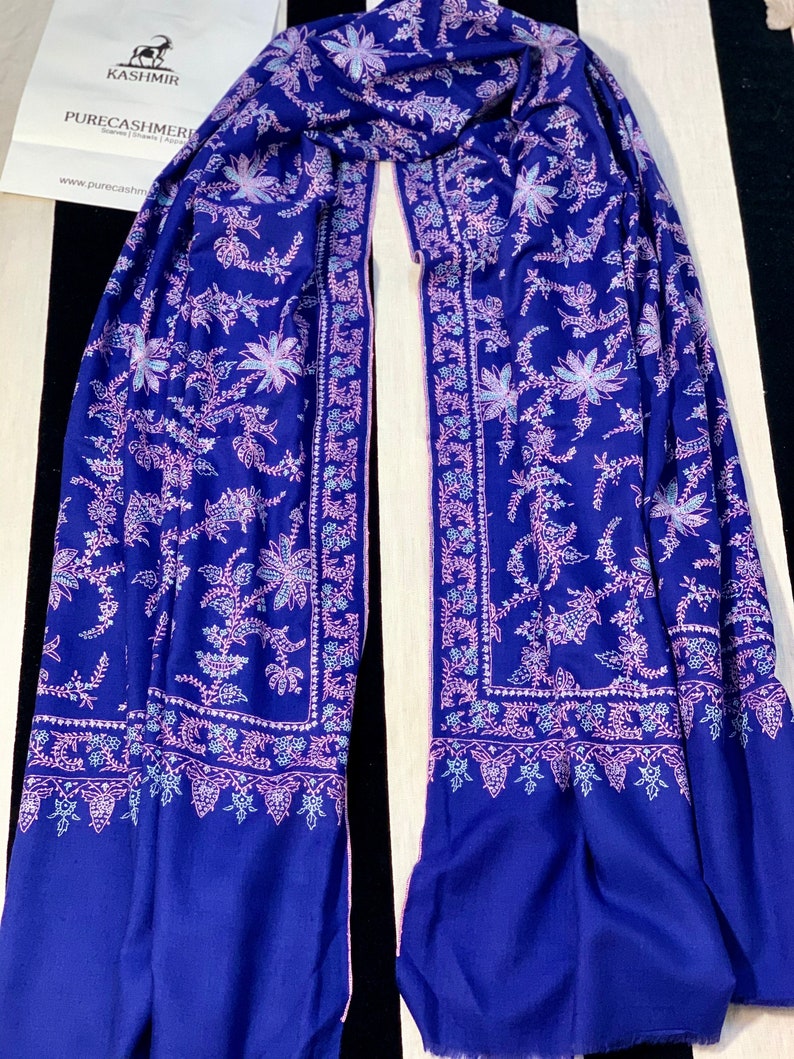 CashmerePashmina Blue Jalidaar Handwoven Pashmina Shawl