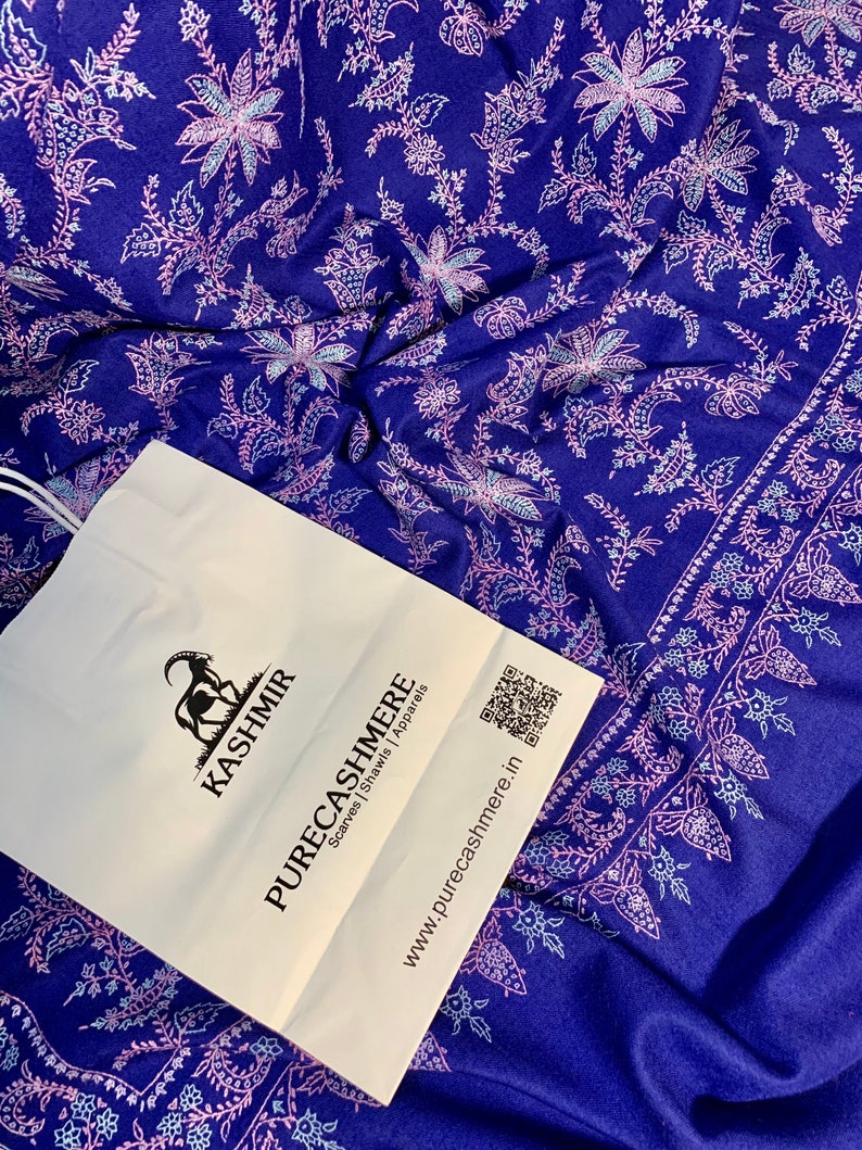 CashmerePashmina Blue Jalidaar Handwoven Pashmina Shawl