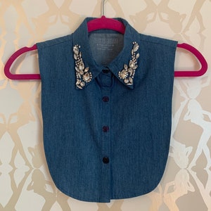 Jewel Collar / Dickie /Denim /Accessory / Glam /Rock/Rockabilly/Create your own style / Zoom Meetings/ Kay+ Jerry Label