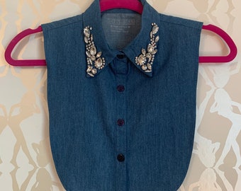 Collar Joya / Dickie /Denim /Accesorio / Glam /Rock/Rockabilly/Crea tu propio estilo / Zoom Meetings/ Kay+ Jerry Label