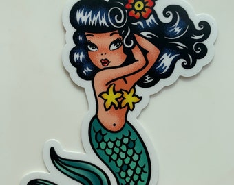 Pegatina de sirena: gruesa, resistente a la decoloración (4")
