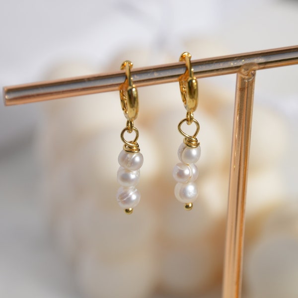 Gold earrings || Gold pearl earrings || Bridal jewelry || Christmas gifts for women