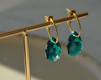 Earrings hanging gold || Emerald Amethyst || Bridal jewellery || Gift
