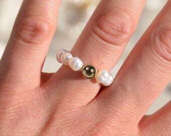 Ring Perlen || Smiley Gold || Perlmutt ||