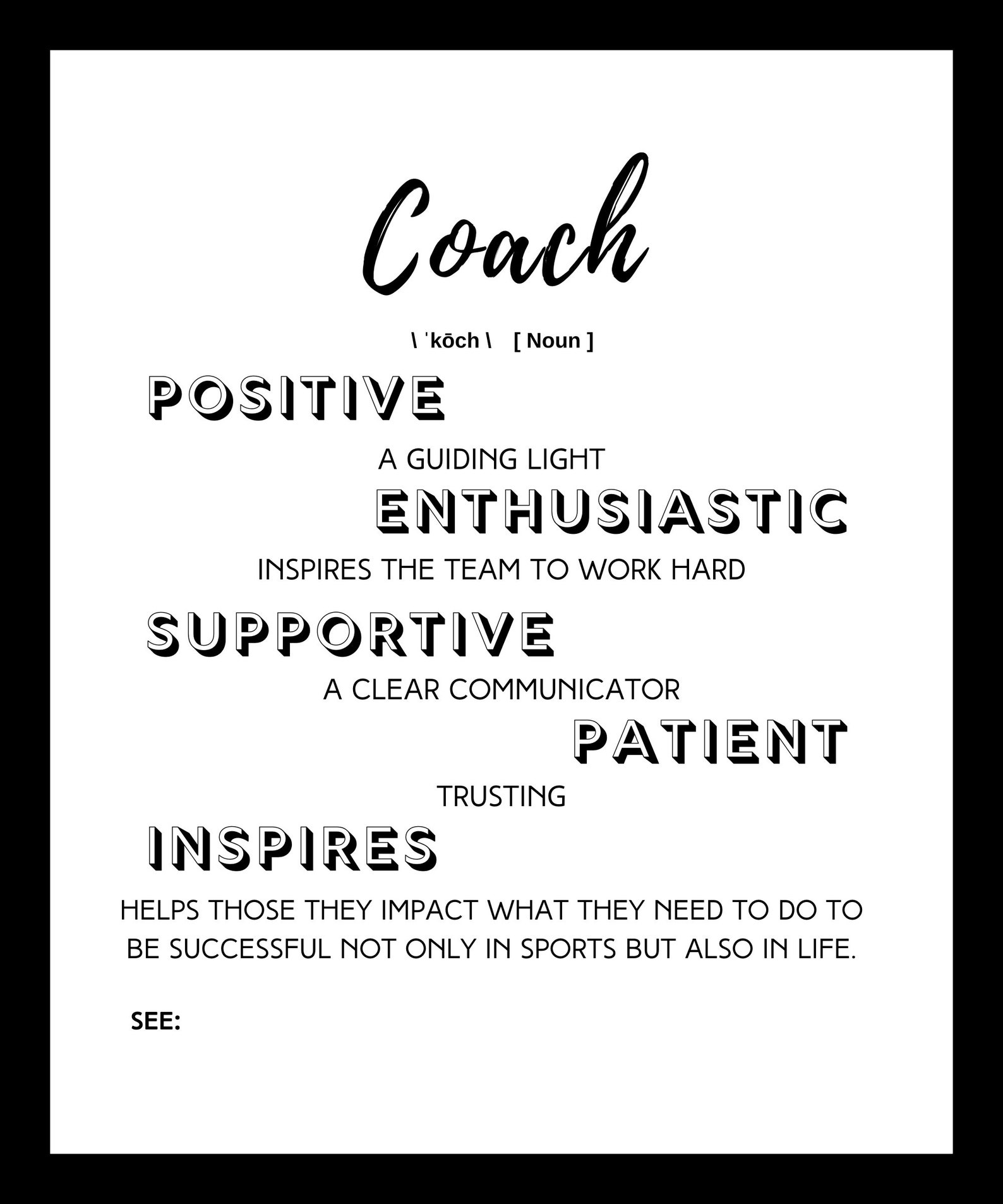 Coach Definition Print Coach gift Printable wall art Etsy