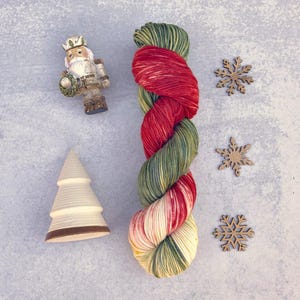 Merry and Bright DK Weight Hand Dyed Yarn - Holiday Superwash Merino Wool, Christmas Gifts for Knitters