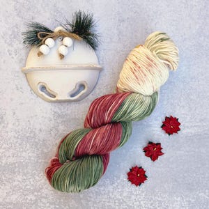 Boughs and Berries DK Weight Hand Dyed Yarn - Holiday Superwash Merino Wool, Christmas Gifts for Knitters