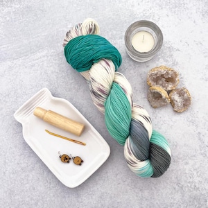 Crystal Waters Sock Yarn - hand dyed sock yarn, fingering weight yarn, merino wool yarn, gifts for knitters