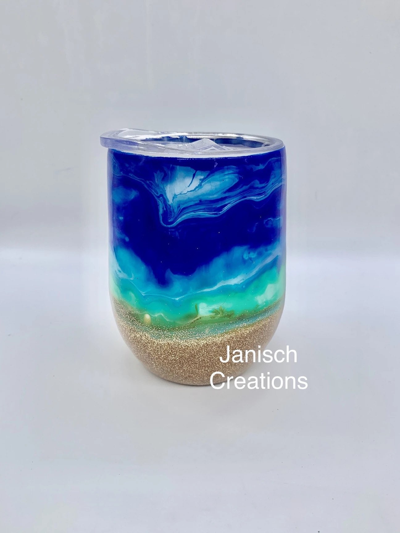 Beach alcohol ink and glitter tumbler Etsy