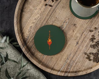 Fireheart Sword-underlägg, unik bohemisk bardekoration