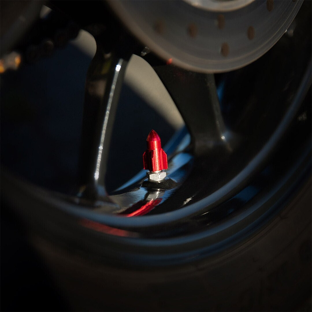 Rocket Red Motorcycle Valve Caps, Tire Valve Caps, Gift for Motorcycle