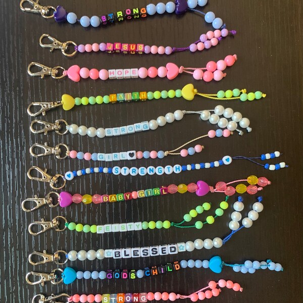 Pony letter Bead keychains Great for backpacks or just your keys..