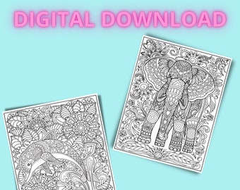 Páginas para colorear de Mandala de animales, Páginas para colorear para adultos, Páginas imprimibles, Página para colorear para adultos imprimible, Página para colorear para adultos imprimibles
